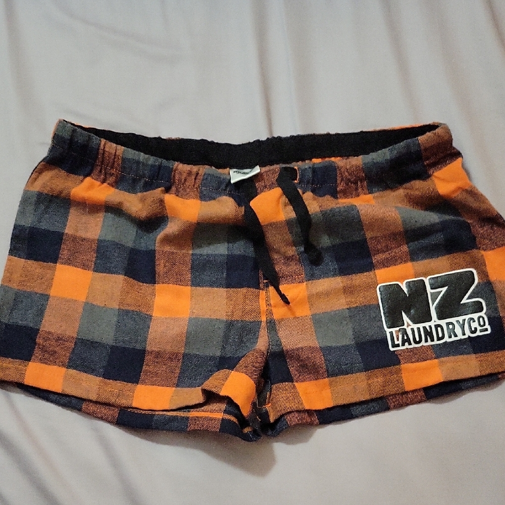 NZ Laundry Orange and Black Plaid Shorts